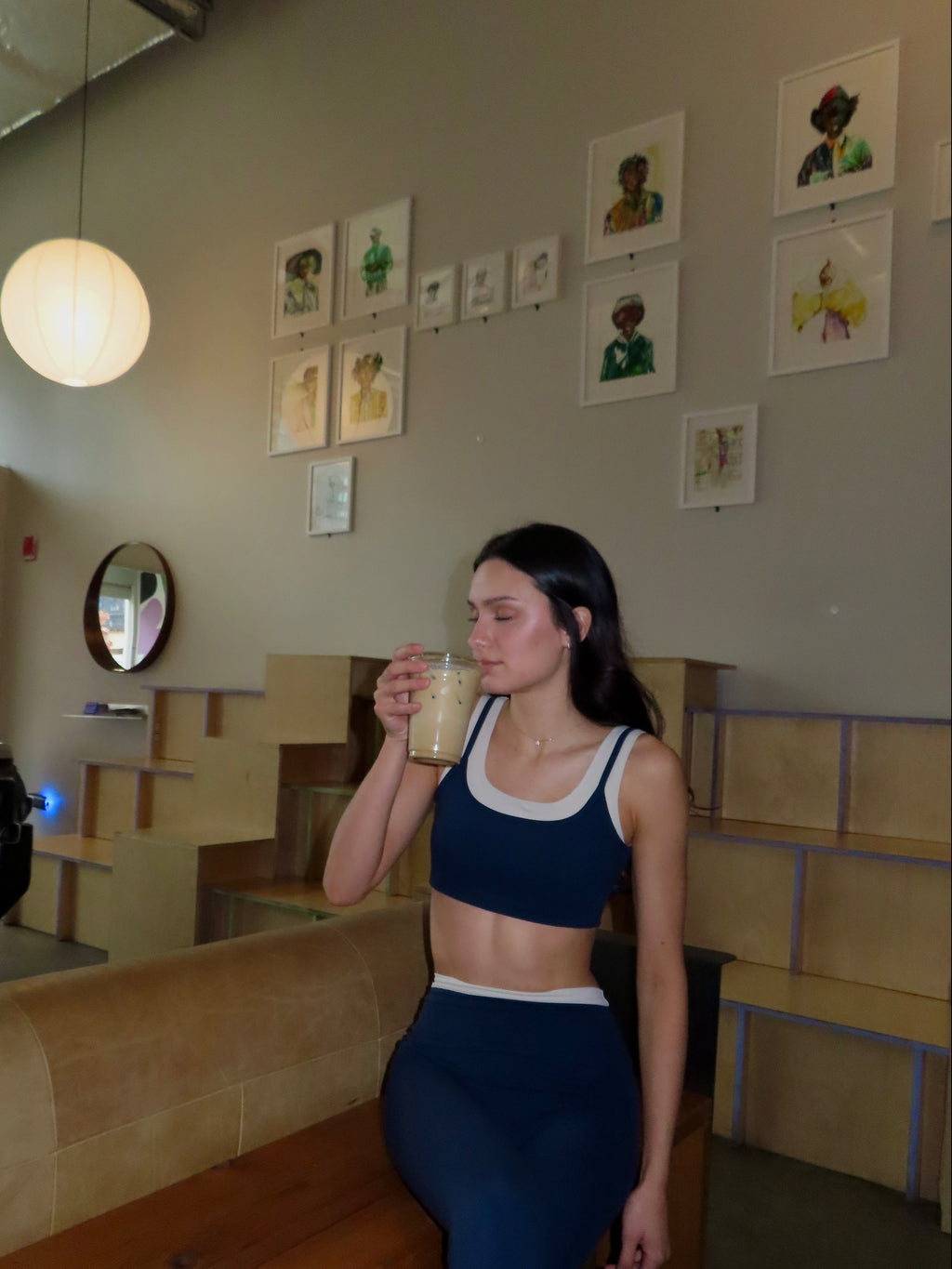 Double Layer Essential Legging- Navy & Buttercream