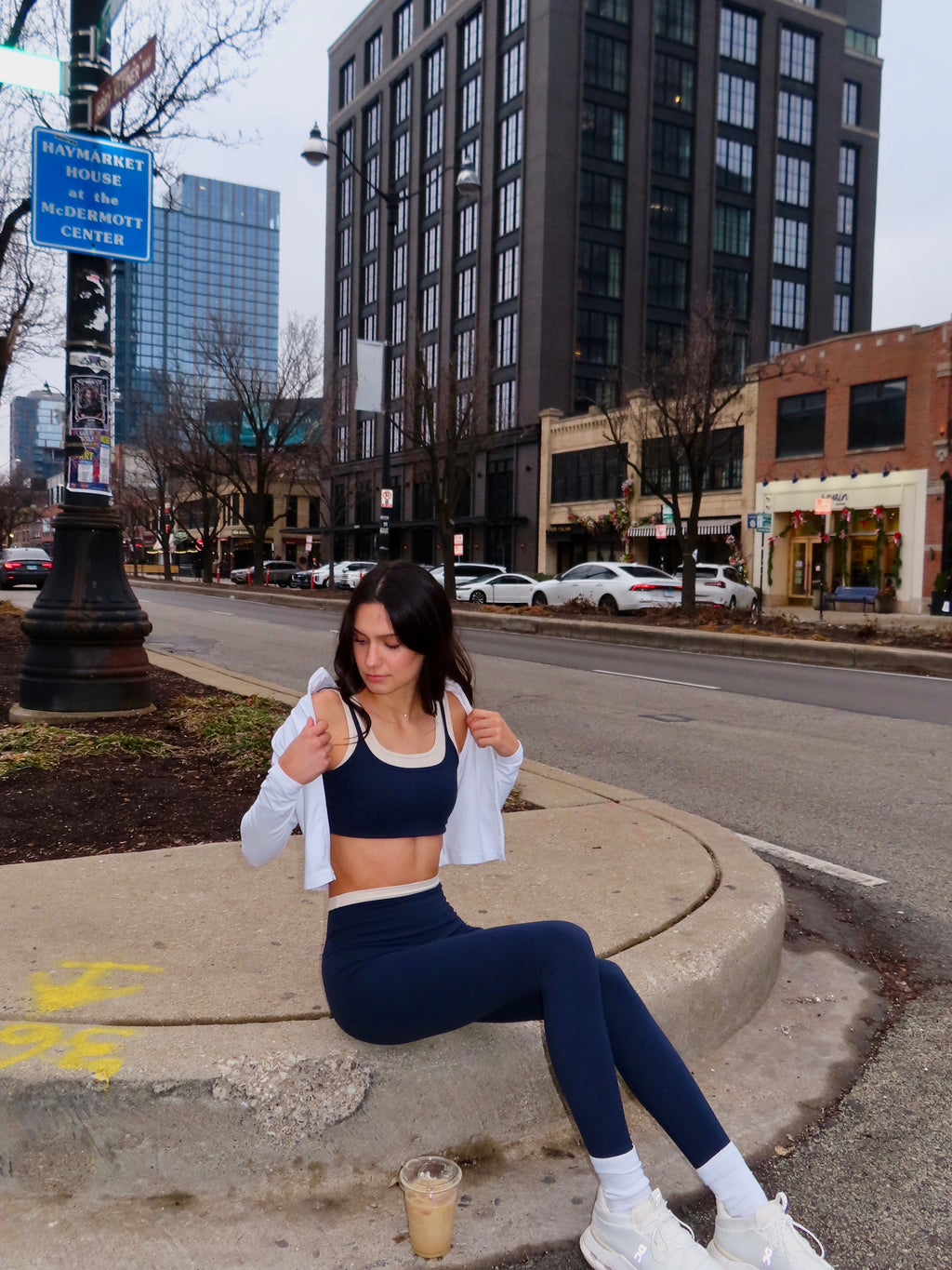 Double Layer Essential Legging- Navy & Buttercream