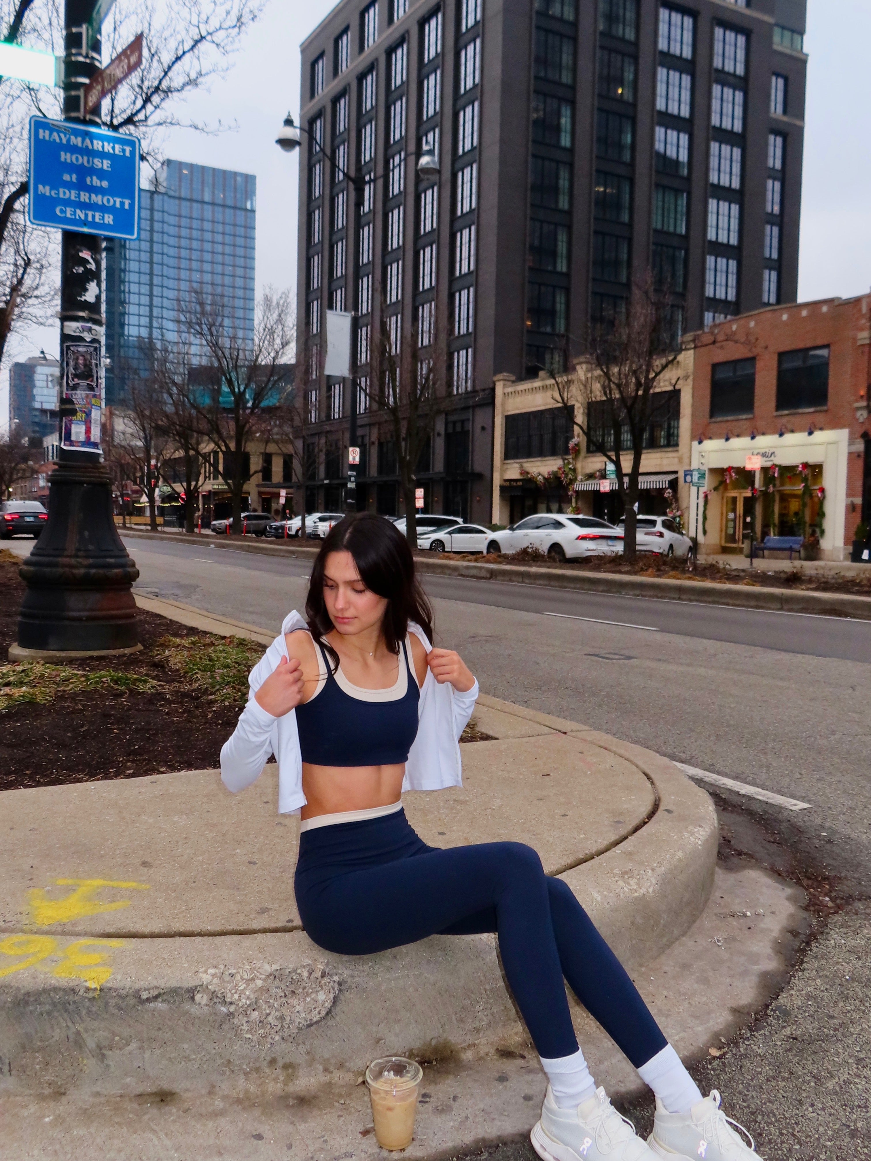 Double Layer Essential Legging- Navy & Buttercream